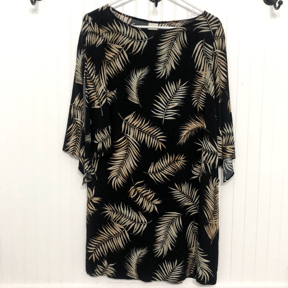 H&M Botanical Peek-a-Boo Split Sleeves DRESS Boat Neck
